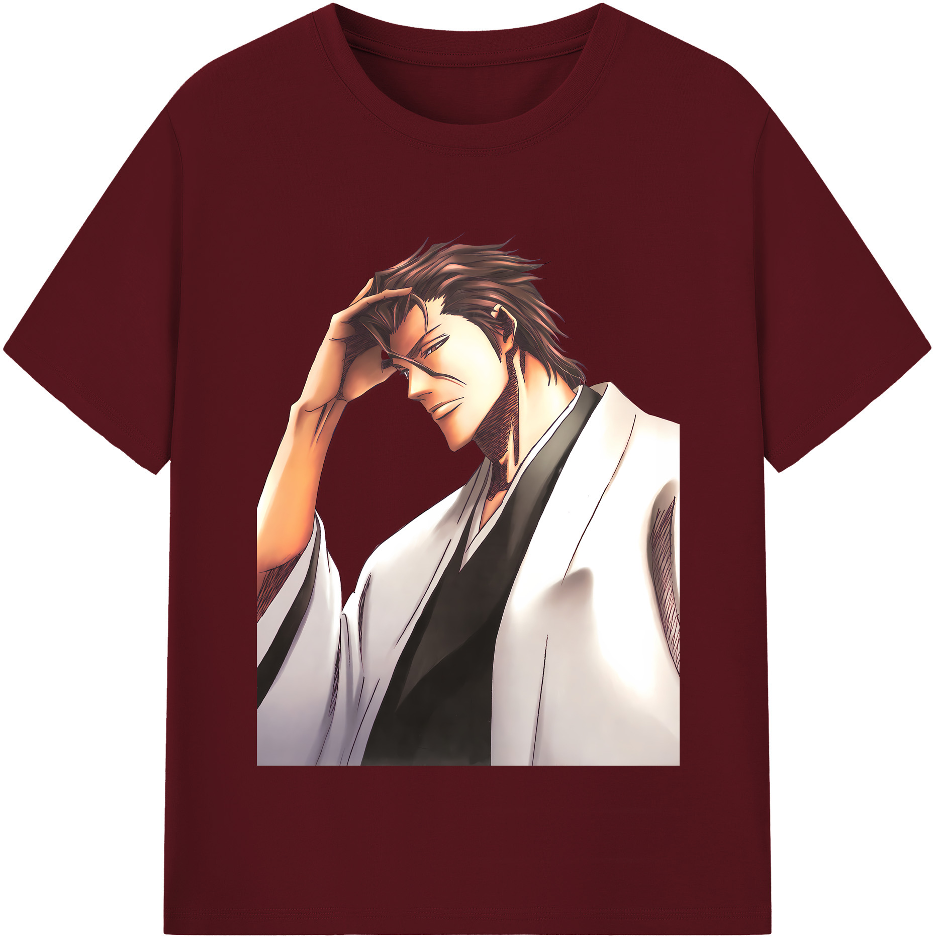 （画像用） ブリーチ 藍染 惣右介（あいぜん そうすけ） BLEACH Aizen Sousuke 綿100％半袖Tシャツ（フロントプリント）